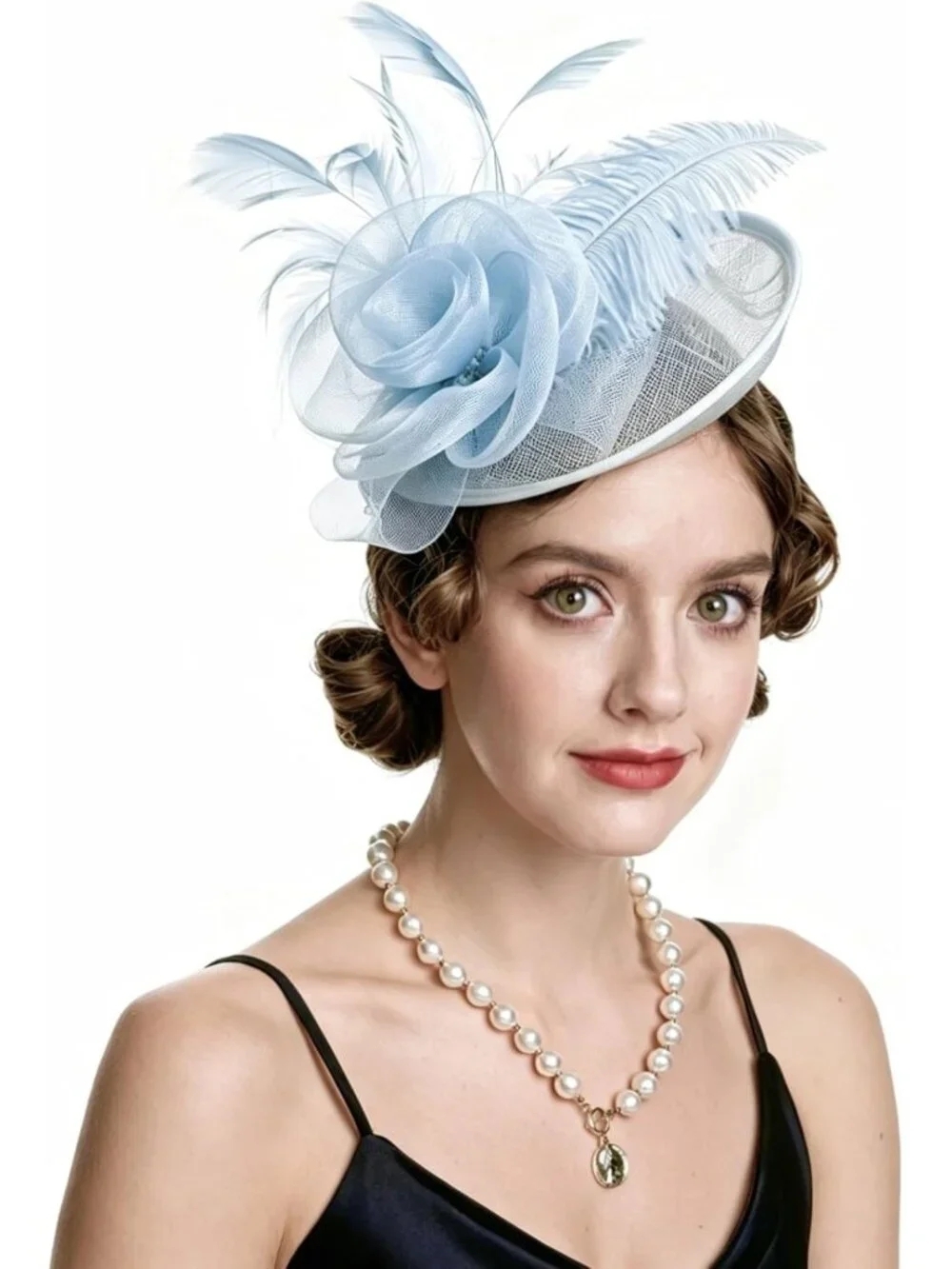 Elegant Women's Fascinator Hat with Feathers & Veil for Tea Party, Cocktail